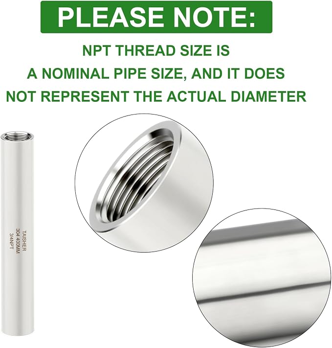 TAISHER 1PCS Stainless Steel Pipe Fittings, 3/4" NPT Female x 3/4" NPT Female - Image 4