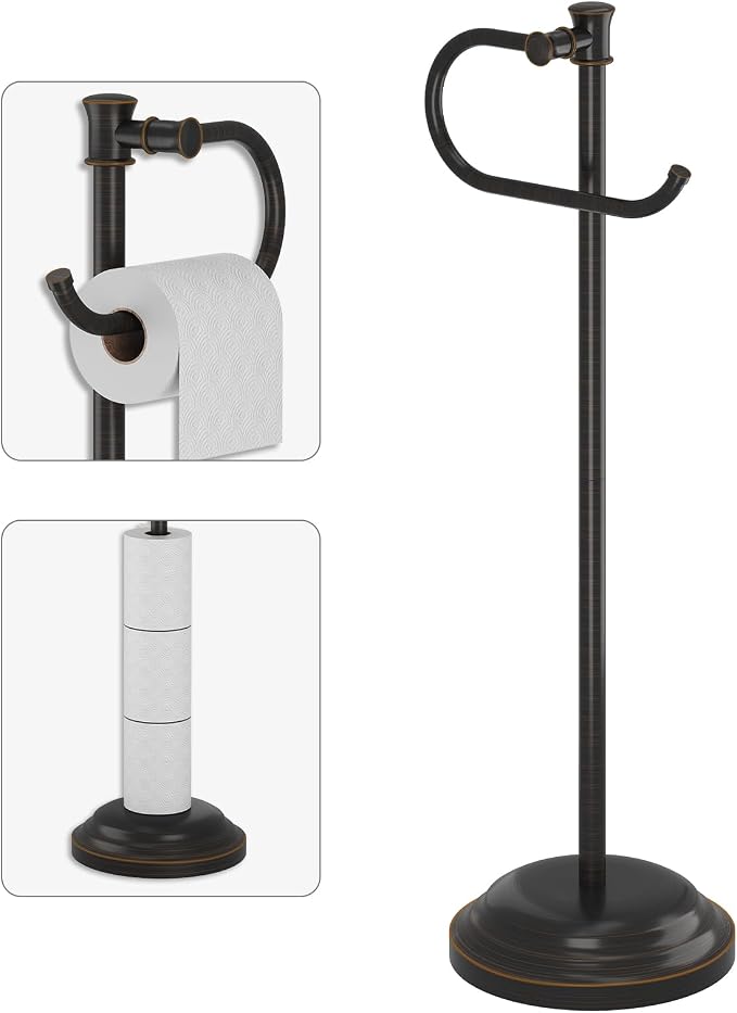 BESy Toilet Paper Holder Free Standing Bathroom Toilet Tissue Holder Stand by BESy