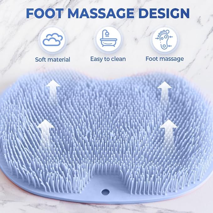 Shower Foot Scrubber Mat with Non-Slip Suction Cups, Exfoliating Foot and Back - Image 3