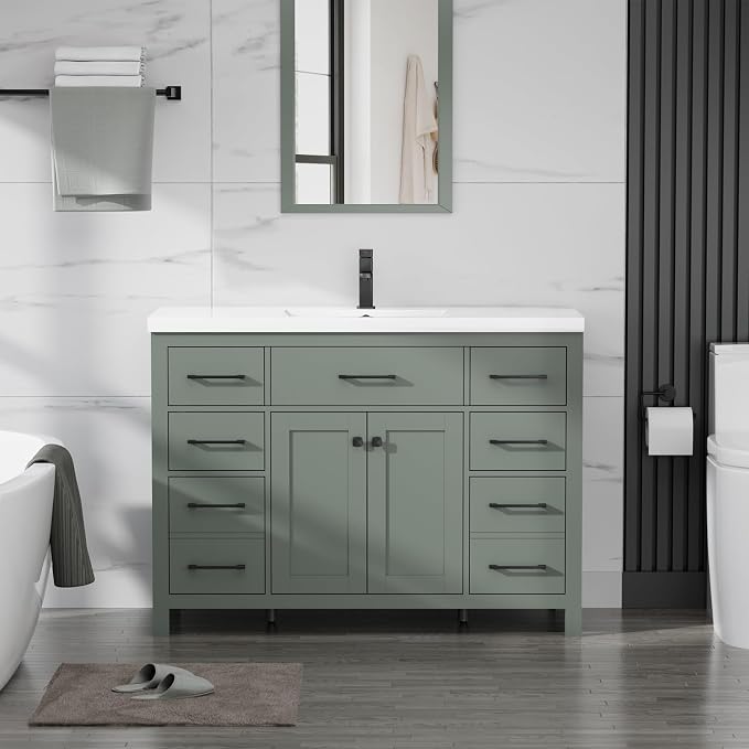 LUCKWIND 48" Modern Bathroom Vanity and Sink, Painted Bathroom Storage Cabinet by LUCKWIND