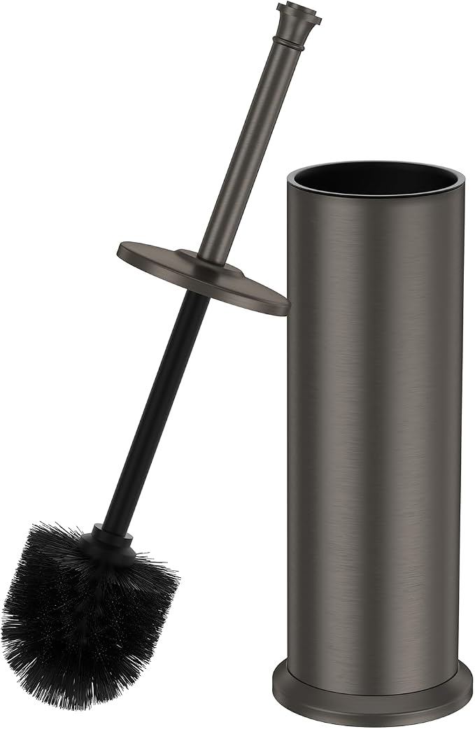 Pewter Toilet Brush and Holder，Extra Long Handled Toilet Brush by UNCONSIL