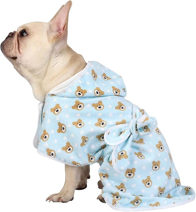 HDE Dog Bathrobe Super Absorbent Quick Drying Puppy Towel Wrap Coat Adjustable by HDE