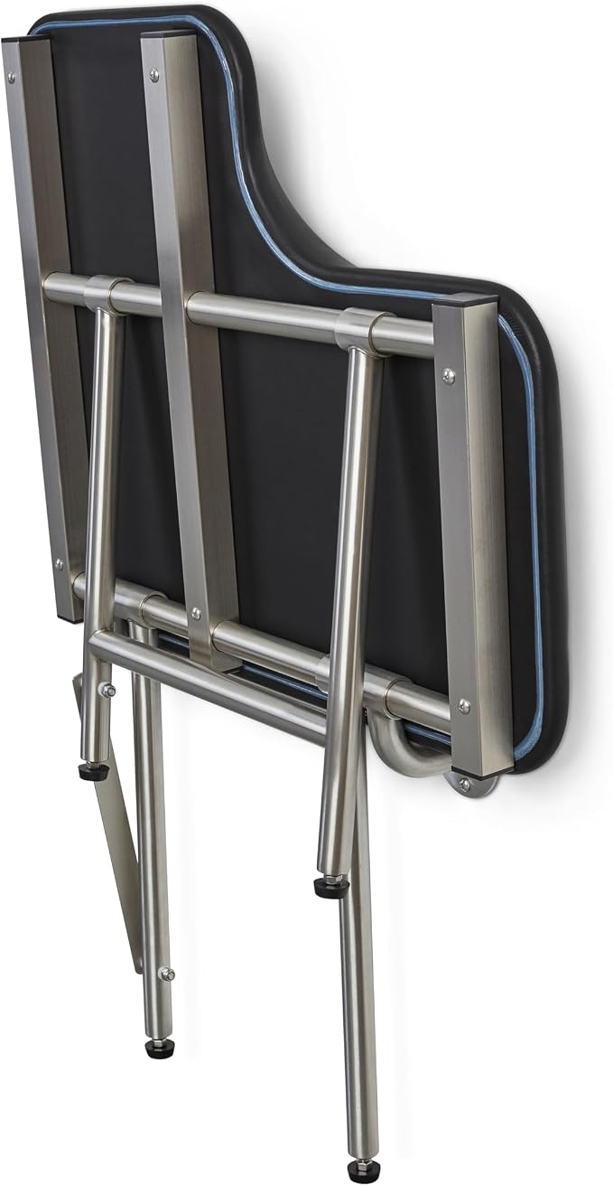 28" x 22.5" Black Padded Wall Mount Folding Right-Handed Transfer Bench Shower - Image 6