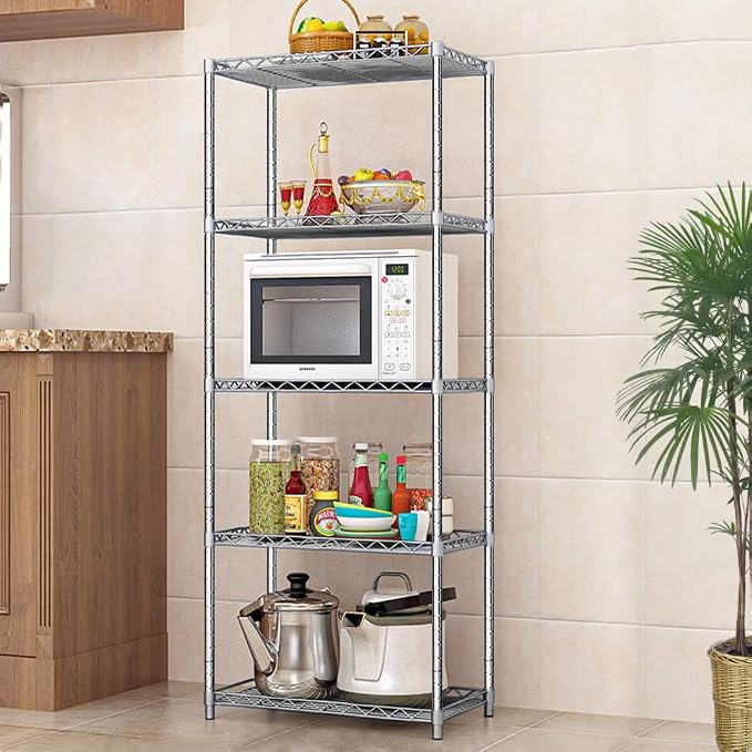 5 Tier Wire Shelving Unit, Height Adjustable Wire Shelves - Image 2