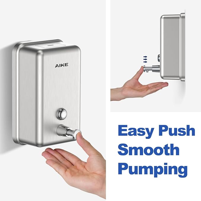 AIKE 37oz Surface Mount Stainless Steel Soap Dispenser - Image 2