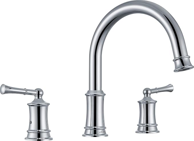 Polished Chrome Roman Tub Faucet, Antique Bathtub Faucet Set 3 Hole, High Flow by HANGORO