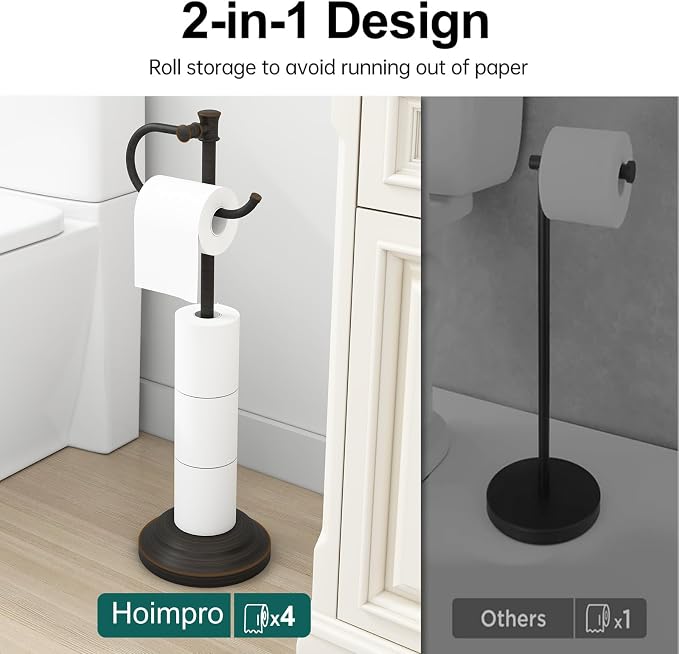 Hoimpro 25" Toilet Paper Holder Free Standing, Floor Bathroom Toilet Paper - Image 3