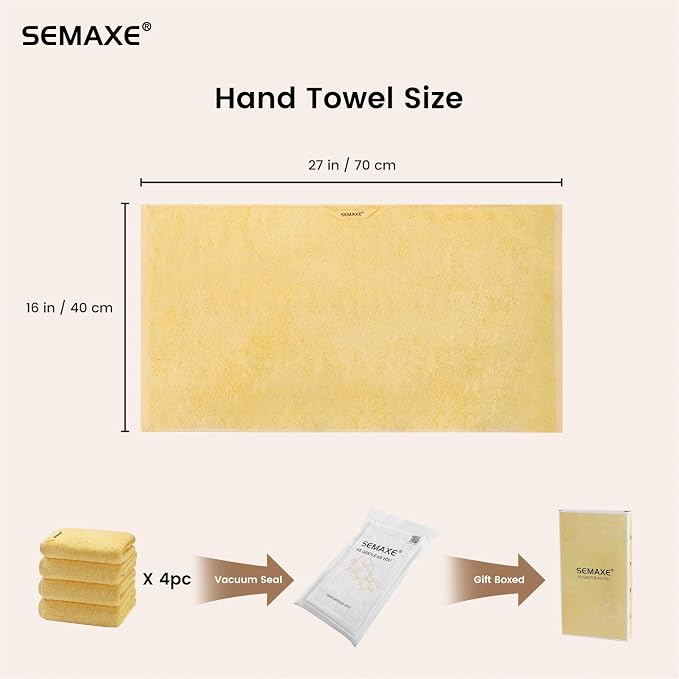SEMAXE Yellow Hand Towels for Bathroom, 100% Cotton Towels - Image 2