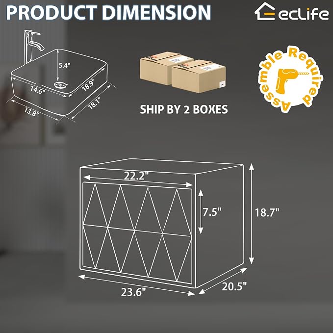 eclife 24" Floating Bathroom Vanities - Image 2