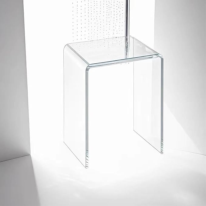 Acrylic 17.7" H Small Stool for Adults, Acrylic Shower Bench Stool Chair Seat - Image 7