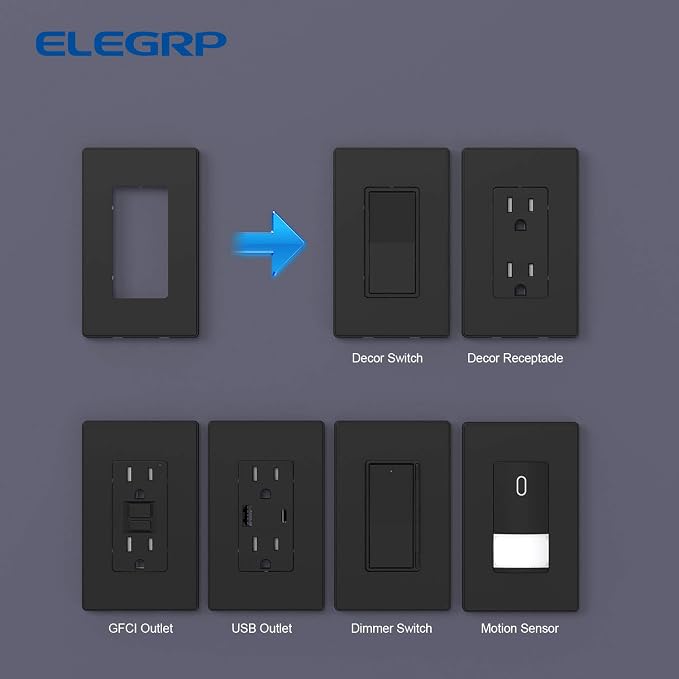 ELEGRP 1-Gang Screwless Decorative Wall Plates, Standard Size Unbreakable - Image 5