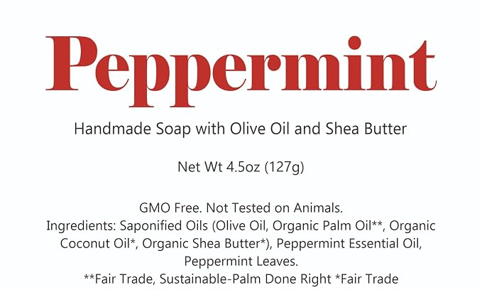 3 Pk Peppermint Organic Soap Bars, Handmade in USA, Natural & Cruelty Free - Image 2