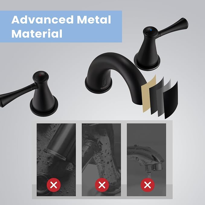 Touchless Bathroom Faucet for 3 Holes 3 Handles, Controlling Temperature & - Image 2