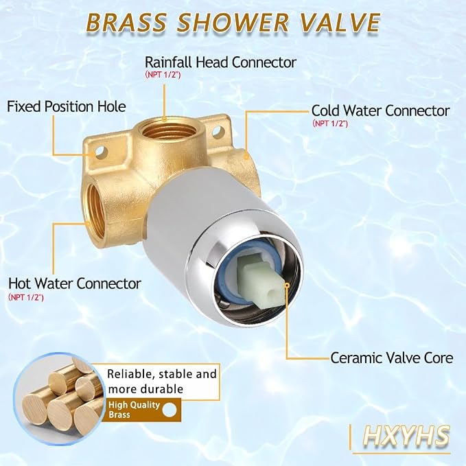 8 Inch Rainfall Shower Head and Handheld Spray Combo - Image 4