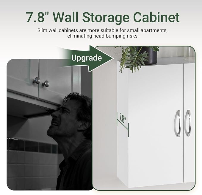SoBuy Narrow Bathroom Wall Cabinet Over The Toilet Storage, Small Space Wall - Image 4