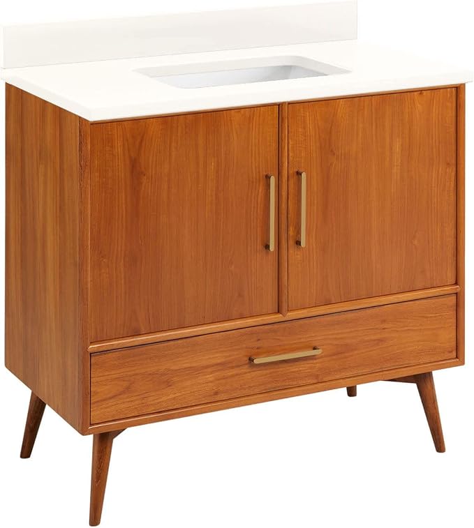 Signature Hardware 953363-36-RUMB-0 Novak 36" Freestanding Teak Single Basin - Image 3