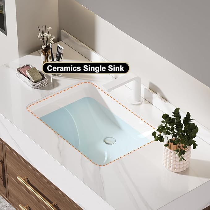 Bathroom Vanity with Sink 39" Floating Bathroom Vanity Sintered Stone Modern - Image 5
