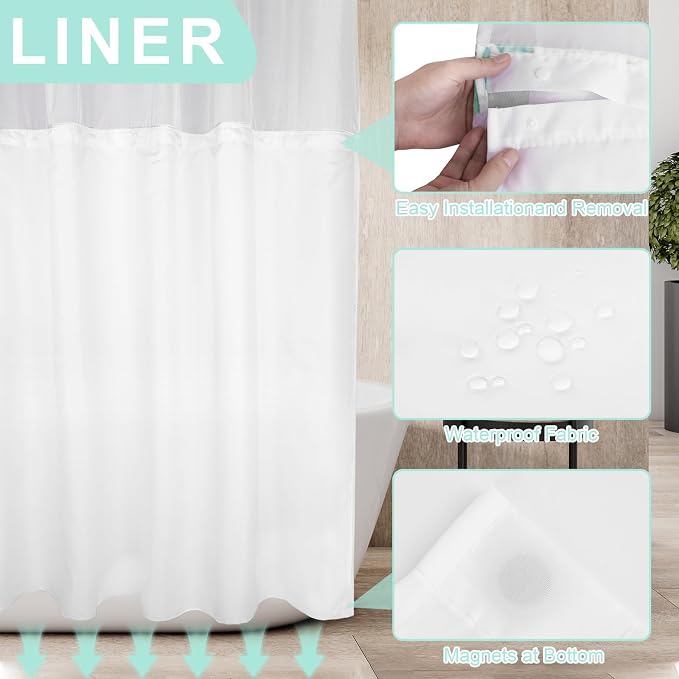 No Hook Shower Curtain Set - Image 4
