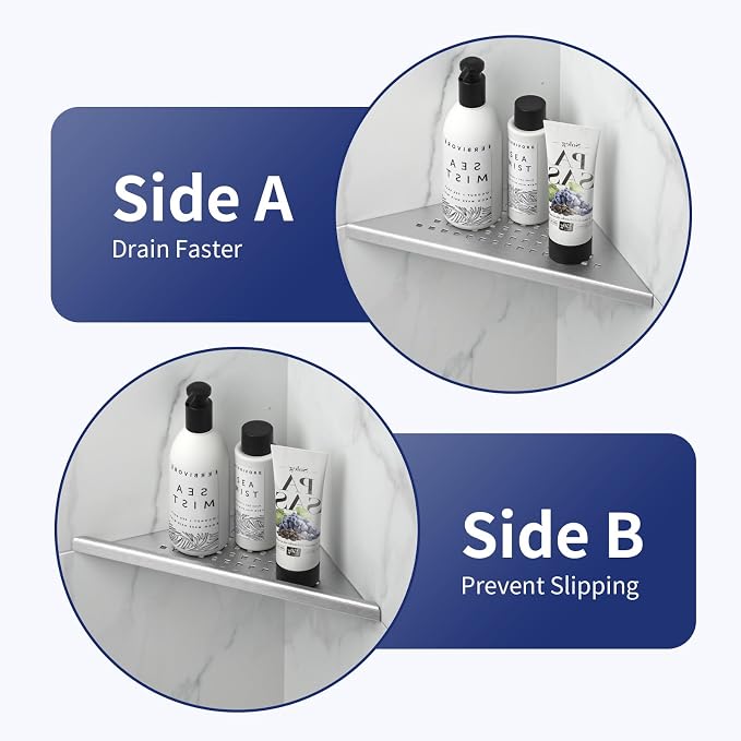 8'' Corner Shower Shelf 2 Pack, 304 Stainless Steel Grout in Shelves - Image 6