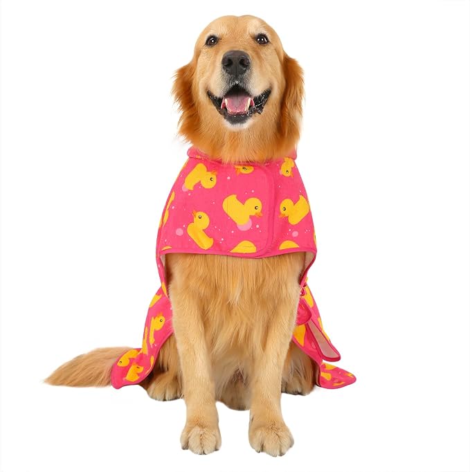 HDE Dog Bathrobe Super Absorbent Quick Drying Puppy Towel Wrap Coat Adjustable - Image 4