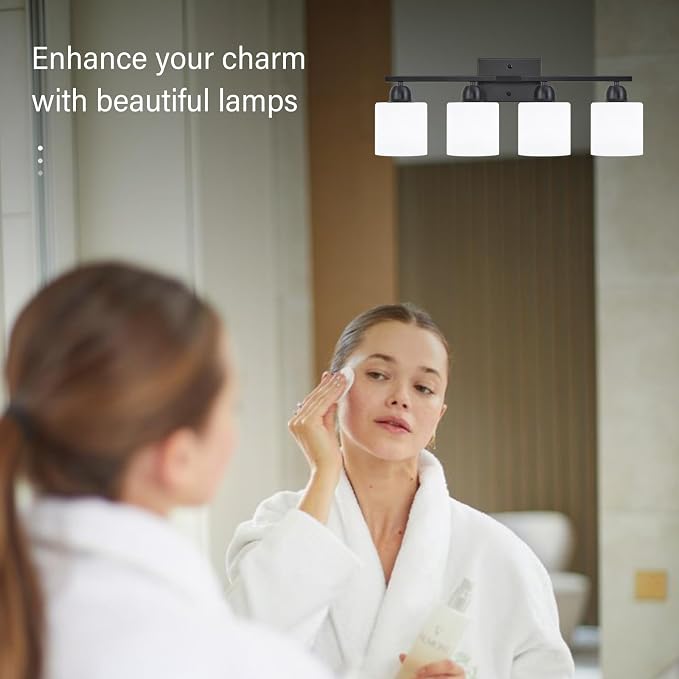 4-Light Black Bathroom Vanity Light, Light Fixtures - Image 6