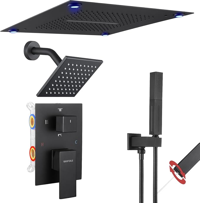 VANFOXLE Shower Faucet Set Matte Black Four Modes Shower System, Shower Faucet by VANFOXLE