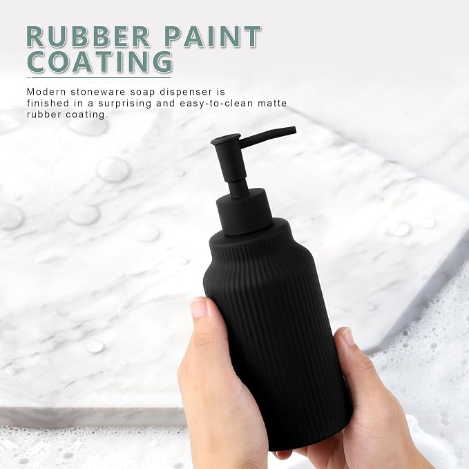 Modern Ceramic Soap Dispenser for Bathroom，14oz Ceramic Soft Touch Hand Lotion - Image 2