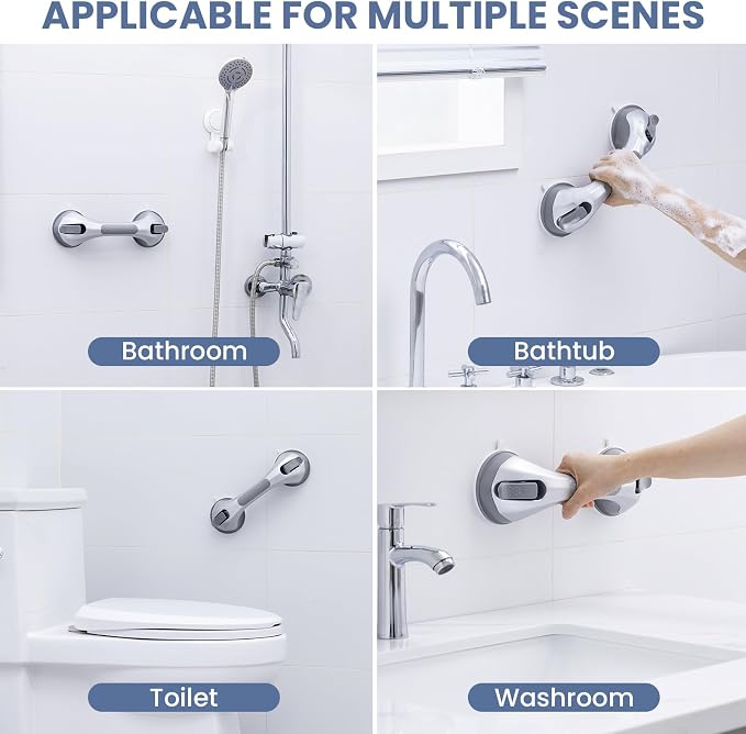 Shower Grab Bar Suction Cup 12 inch, 2 Pack Grab Bars - Image 9