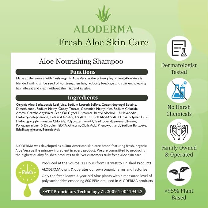 Aloderma Aloe Nourishing Shampoo Featuring Fresh, Organic Aloe Vera - Image 7