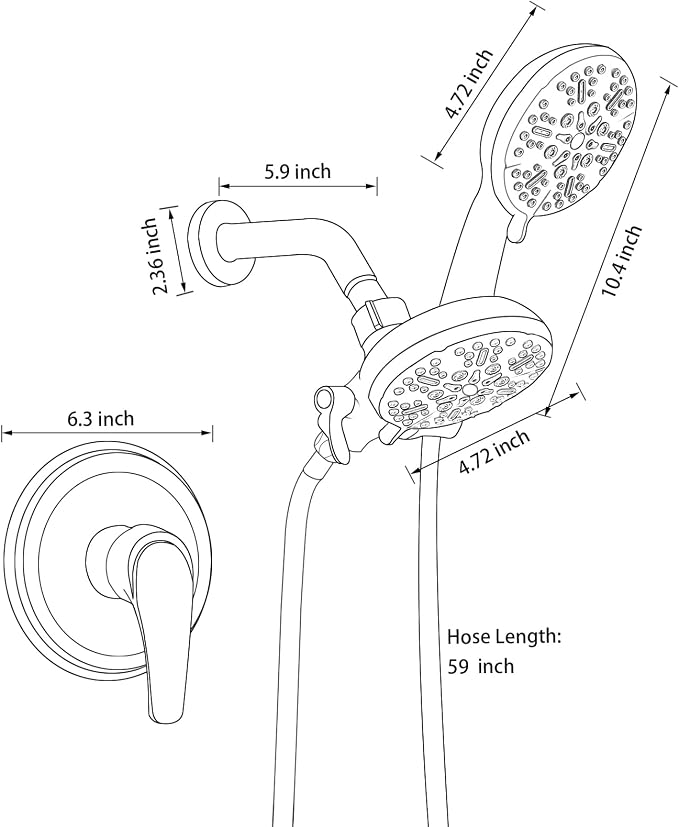 Dual Shower Faucet Set High Pressure Dual 2 in 1 Shower Combo Set Shower System - Image 8
