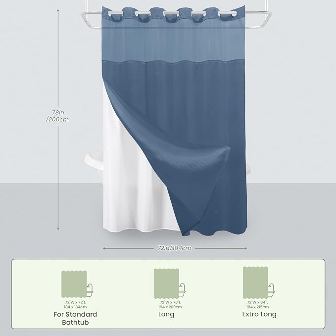 Inhousolu Long No Hook Shower Curtain - Image 7