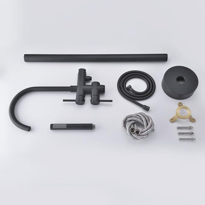 Freestanding Tub Filler Bathtub Faucet Black Floor Mount Brass Bathroom Faucets - Image 6