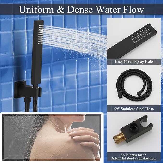 Matte Black Shower System, Knob Switch Diverter Shower Faucet Set - Image 6