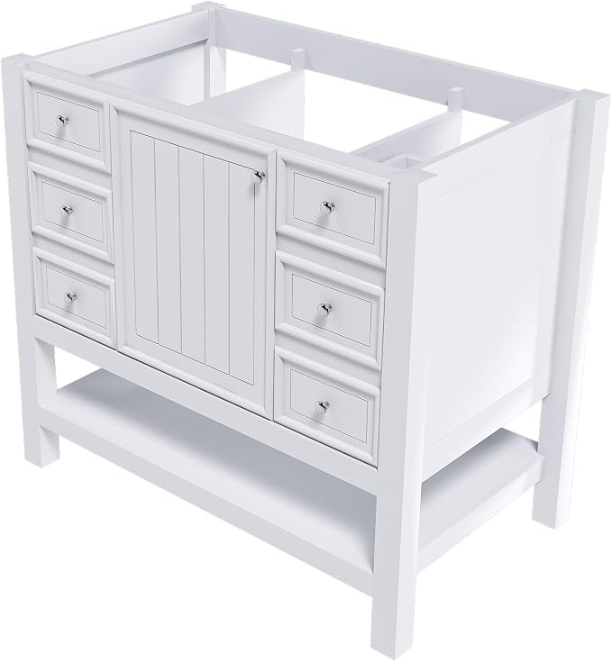 Favfurish 36" Bathroom Vanity Without Top Sink, Modern White Vanity Only - Image 3