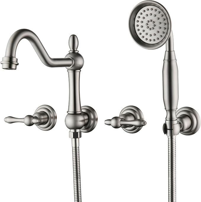 SUMERAIN Brushed Nickel Wall Mount Bathtub Faucet by SUMERAINFAUCETS