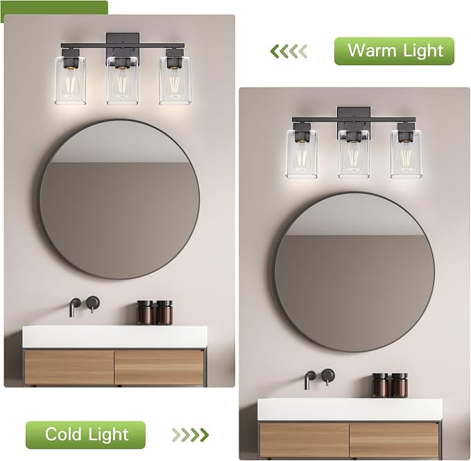 Espird Matte Black Bathroom Vanity Light, 3-Light Vanity Lighting fixtures Over - Image 4