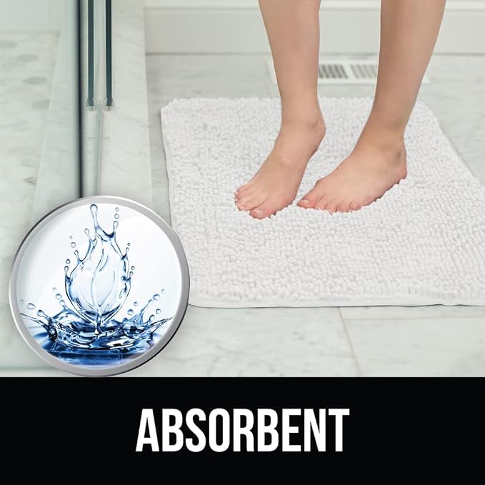 KANGAROO Bathroom Rugs, Chenille Soft Absorbent Bath Rug, Shaggy Shower Mat - Image 6
