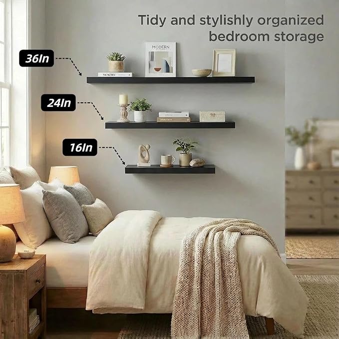 SAUMONIERES Floating Shelves Wall Shelf Solid Wood - Image 5