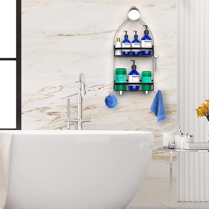 Meangood Shower Caddy Over Shower Head, Towels Rustproof Shower Organizer - Image 7