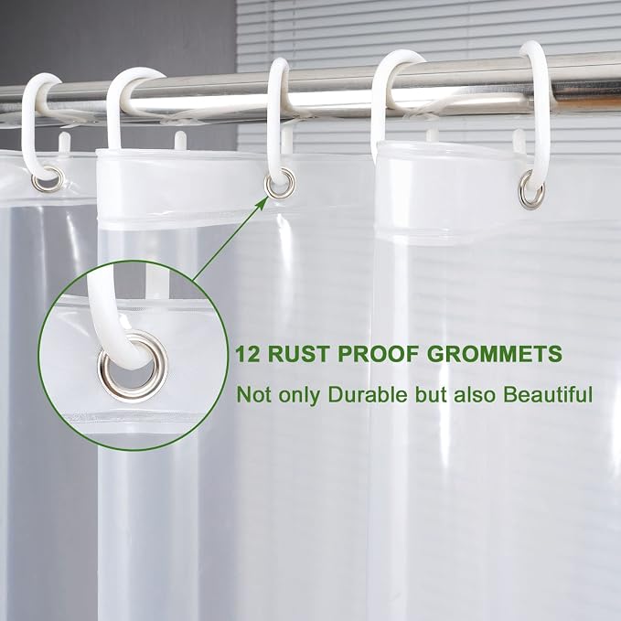 AooHome Eva Clear 54x72 Inches Shower Curtain Liner, See Through Clear 8G - Image 3