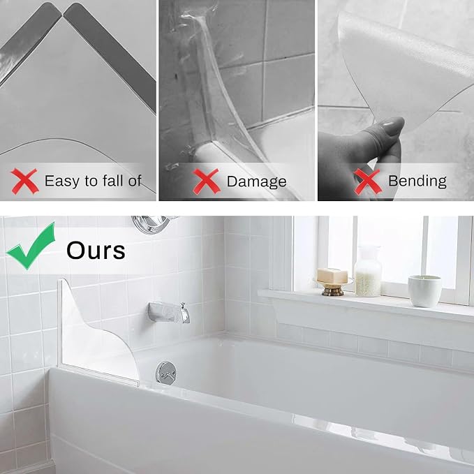 2 Pack Silicone Shower Splash Guard, Acrylic Sink Splash Guard - Image 6