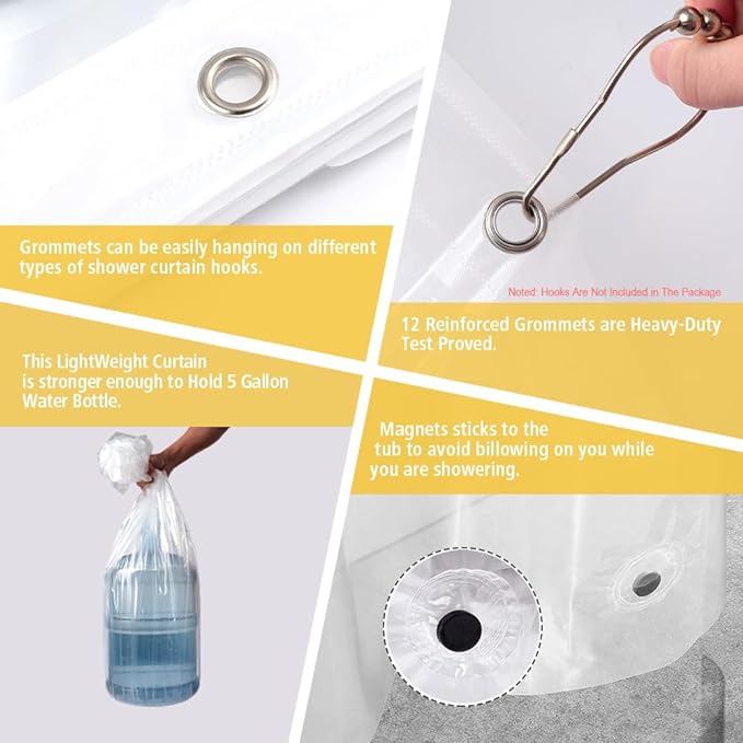 Extra Long Clear Plastic Shower Curtain Liner - Image 6