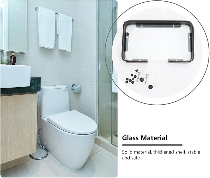 Black Bathroom Glass Shelf Bracket - Image 8