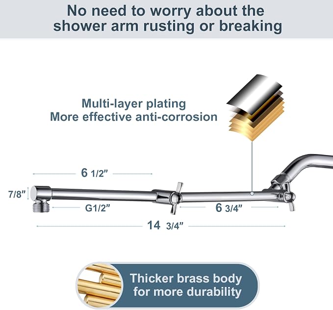 BRIGHT SHOWERS Brass Shower Arm Extender - Image 2