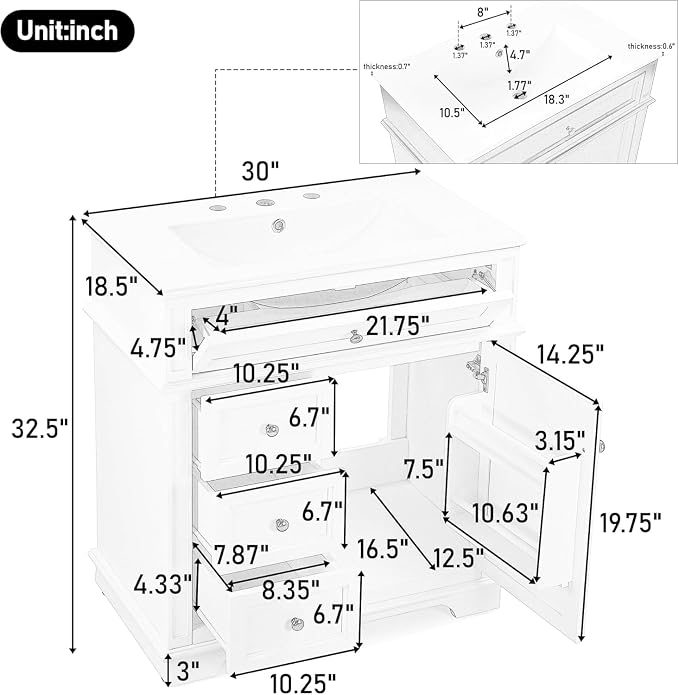 Linique 30" Bathroom Vanity - Image 2
