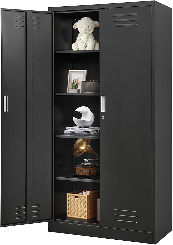 Metal Storage Cabinet with Locking Doors and Shelves, Steel File Cabinet by YEEZER