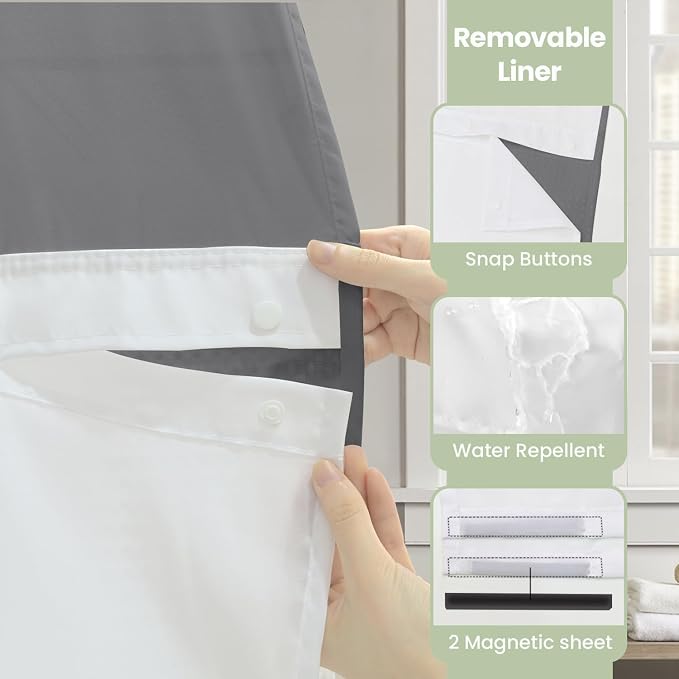 Inhousolu Extra Long No Hook Shower Curtain - Image 5
