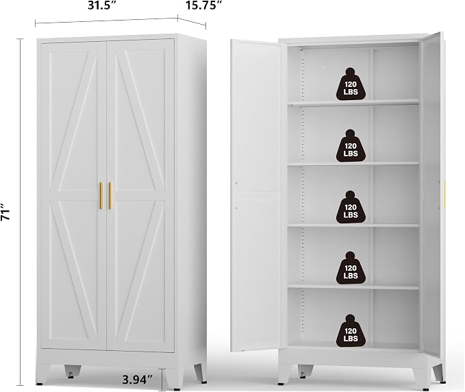 Metal Kitchen Pantry Cabinet, Rustic Freestanding Cupboard - Image 2