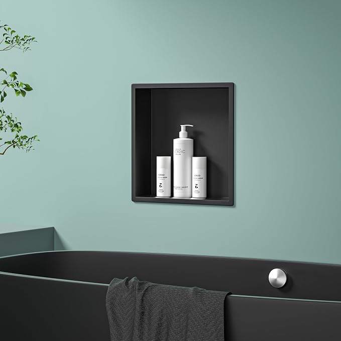 Stainless Steel Shower Niche 12" X 12" Matte Black No Tile Needed Niche Shower - Image 6