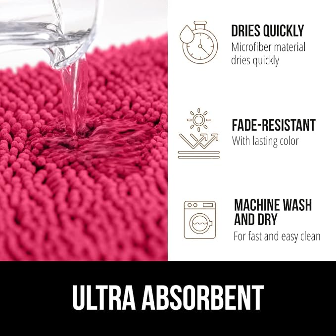 GORILLA GRIP Bath Rug Mat 60x24, Thick Soft Absorbent Chenille, Quick Dry - Image 4